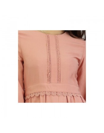 Robe longue classique et élégante pour femme - Couleur Rose pêche 