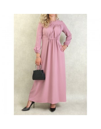 Robe longue couleur unie Rose 