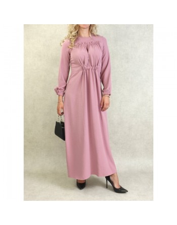 Robe longue couleur unie Rose 