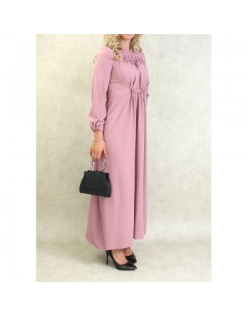 Robe longue couleur unie Rose 