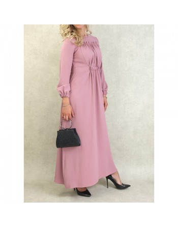 Robe longue couleur unie Rose 