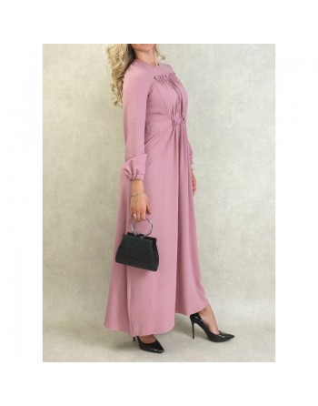 Robe longue couleur unie Rose 