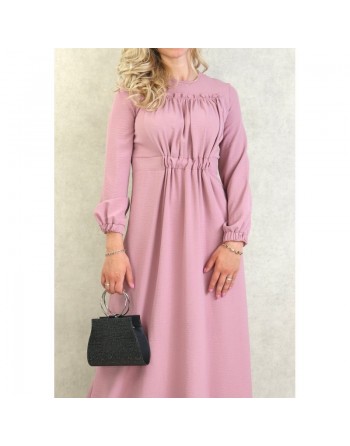 Robe longue couleur unie Rose 