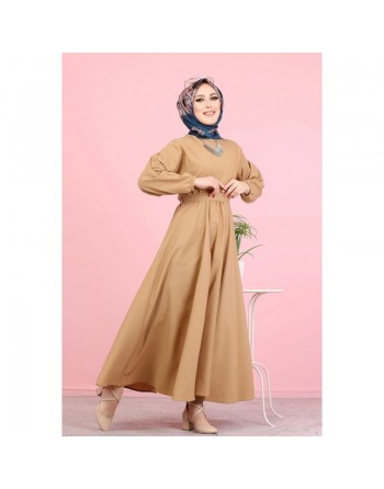 Robe élégante longue ample pour femme (Vetement Hijab) - Couleur vison 