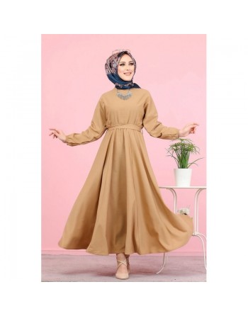 Robe élégante longue ample pour femme (Vetement Hijab) - Couleur vison 