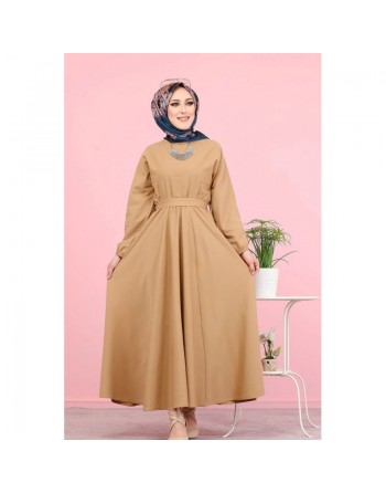 Robe élégante longue ample pour femme (Vetement Hijab) - Couleur vison 