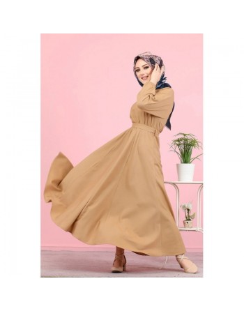 Robe élégante longue ample pour femme (Vetement Hijab) - Couleur vison 