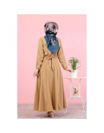 Robe élégante longue ample pour femme (Vetement Hijab) - Couleur vison 