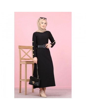 Robe pour femmes voilées (Vêtements islamiques modernes) - Couleur noir 