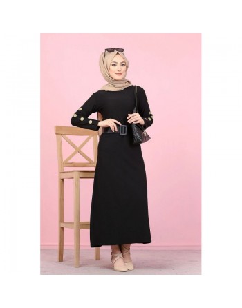 Robe pour femmes voilées (Vêtements islamiques modernes) - Couleur noir 