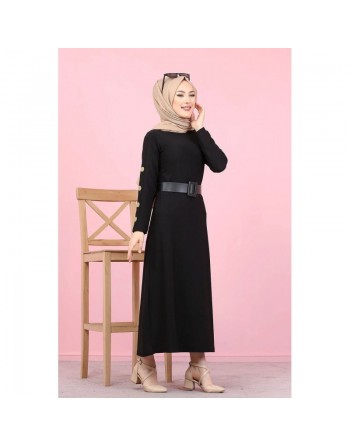 Robe pour femmes voilées (Vêtements islamiques modernes) - Couleur noir 