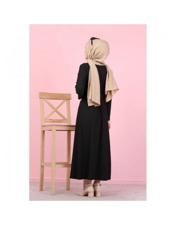 Robe pour femmes voilées (Vêtements islamiques modernes) - Couleur noir 
