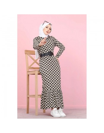 Robe à capuche imprimée à pois noirs (Vetement pour femme voilé) - Couleur rose 