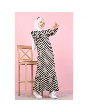 Robe à capuche imprimée à pois noirs (Vetement pour femme voilé) - Couleur rose 