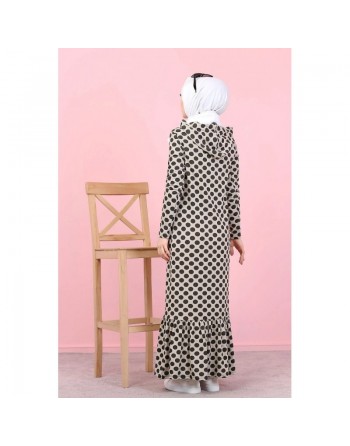 Robe à capuche imprimée à pois noirs (Vetement pour femme voilé) - Couleur rose 