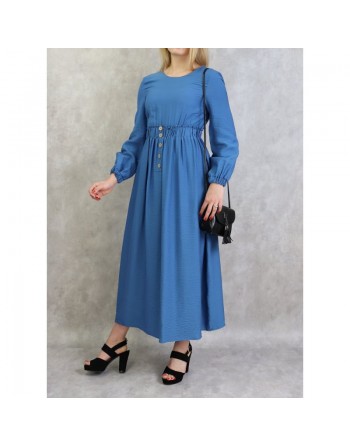 Robe fluide casual sobre pour femme - Couleur Bleu 