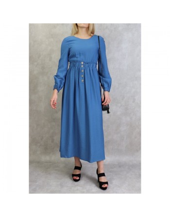 Robe fluide casual sobre pour femme - Couleur Bleu 