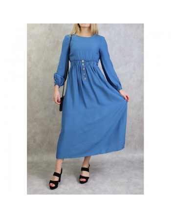 Robe fluide casual sobre pour femme - Couleur Bleu 