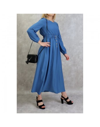 Robe fluide casual sobre pour femme - Couleur Bleu 