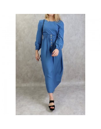 Robe fluide casual sobre pour femme - Couleur Bleu 