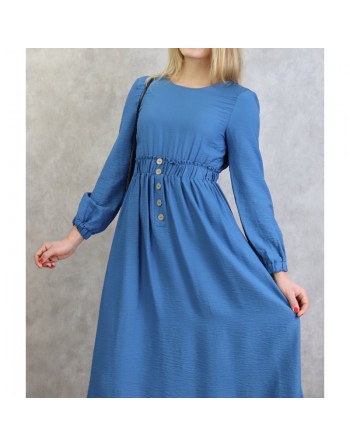 Robe fluide casual sobre pour femme - Couleur Bleu 