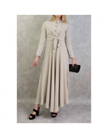 Robe longue style boléro pour femme - Couleur beige 