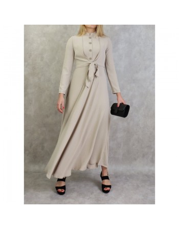 Robe longue style boléro pour femme - Couleur beige 