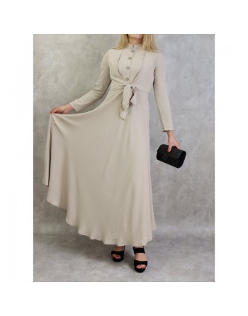Robe longue style boléro pour femme - Couleur beige 