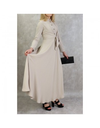 Robe longue style boléro pour femme - Couleur beige 