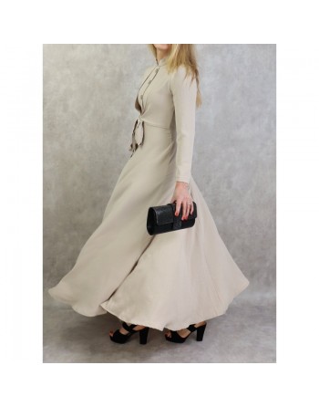 Robe longue style boléro pour femme - Couleur beige 