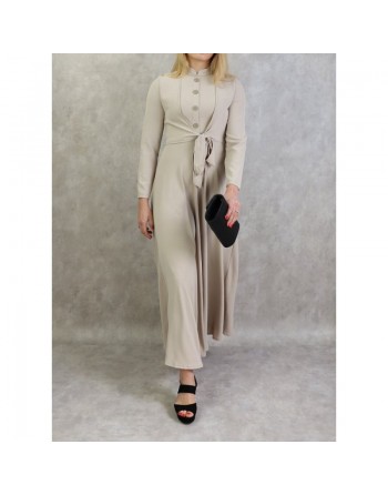 Robe longue style boléro pour femme - Couleur beige 