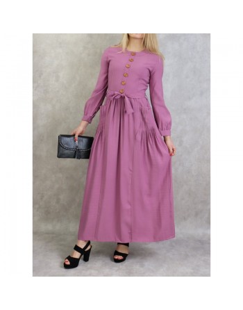 Robe longue boutonnée esprit casual pour femme - Couleur Mauve 
