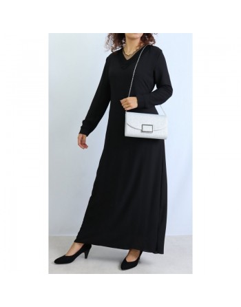 Robe Classe Maxi Longue Col V - Couleur Noire 