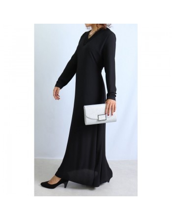 Robe Classe Maxi Longue Col V - Couleur Noire 