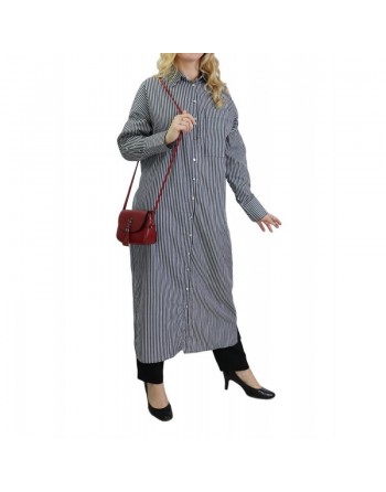 Robe chemise à rayures Noir et Blanc 