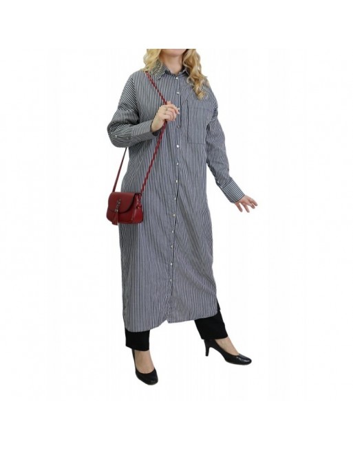 Robe chemise à rayures Noir et Blanc 