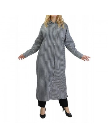 Robe chemise à rayures Noir et Blanc 