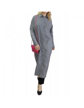 Robe chemise à rayures Noir et Blanc 