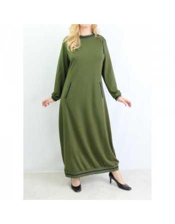 Robe style sportswear avec poches de couleur - Vert kaki 