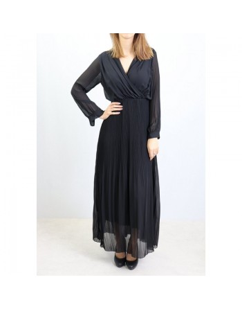 Robe longue cache-coeur plissée avec doublure (Plusieurs couleurs disponibles) 