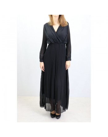 Robe longue cache-coeur plissée avec doublure (Plusieurs couleurs disponibles) 