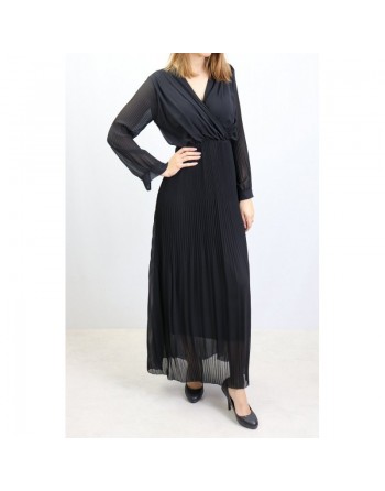 Robe longue cache-coeur plissée avec doublure (Plusieurs couleurs disponibles) 