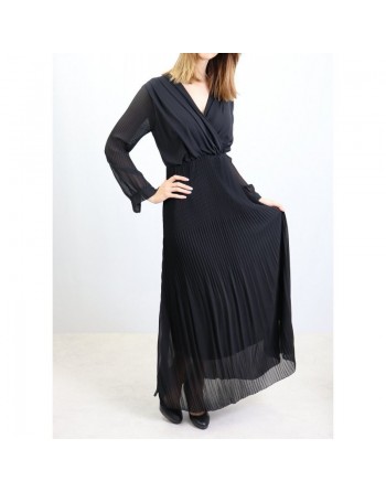 Robe longue cache-coeur plissée avec doublure (Plusieurs couleurs disponibles) 