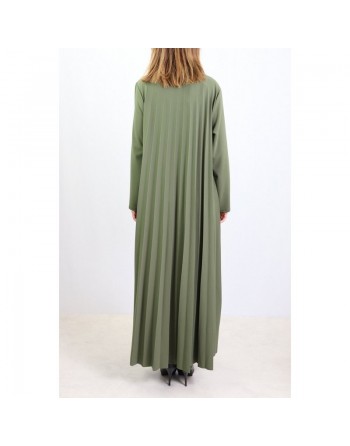 Robe longue plissée et évasée - Taille Standard - Couleur Kaki 