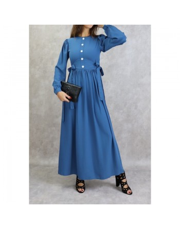 Robe longue habillée pour femme - Couleur bleu 
