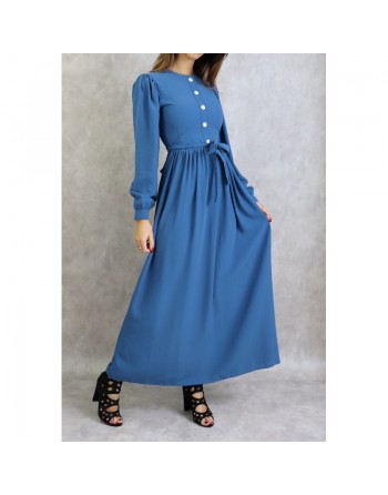 Robe longue habillée pour femme - Couleur bleu 