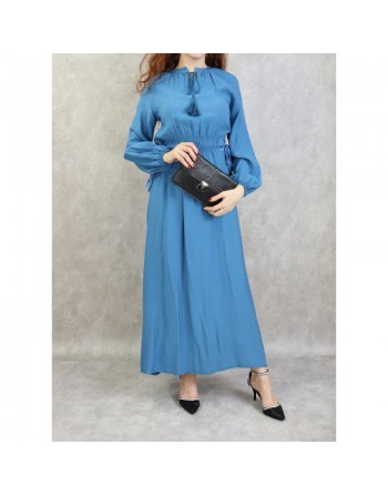 Robe longue féminine fluide pour femme - Couleur bleu 