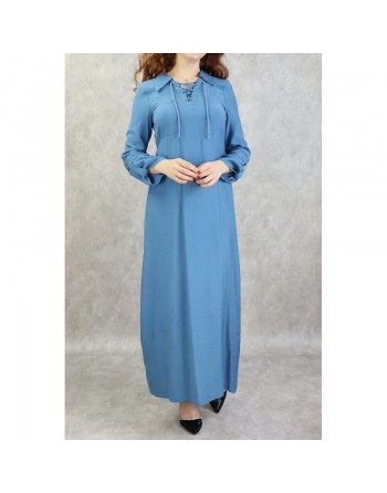 Robe longue mi-saison casual pour femme - Couleur bleue 