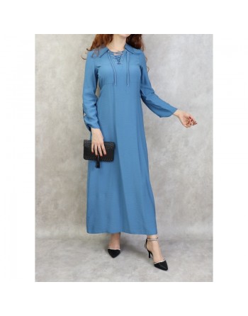 Robe longue mi-saison casual pour femme - Couleur bleue 