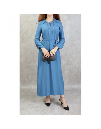 Robe longue mi-saison casual pour femme - Couleur bleue 